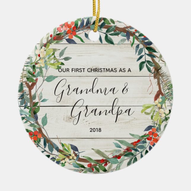 Vintermormor & 1st julprydnad för morfar julgransprydnad keramik (Framsidan)