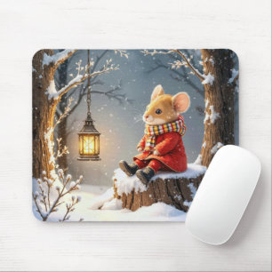 Vintermus och -landning i Snöflingor Musmatta
