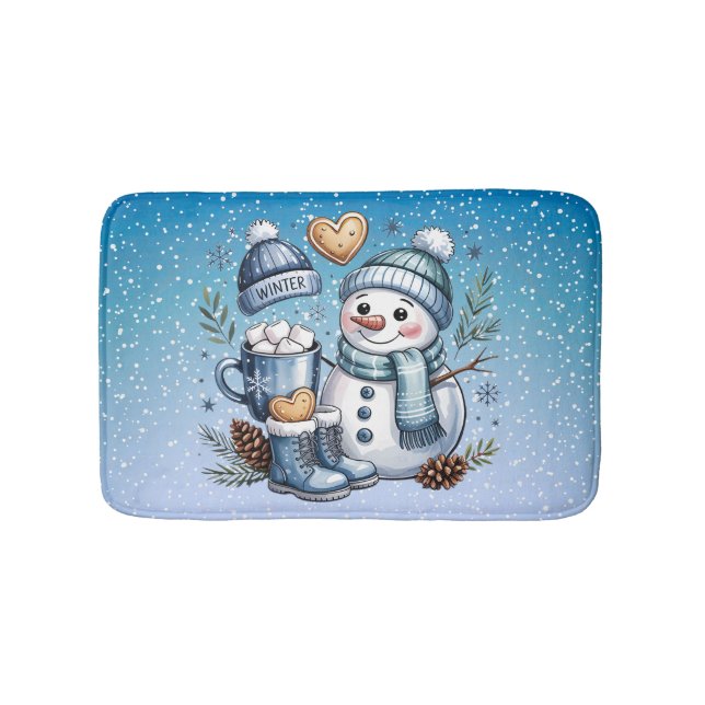 Vintermysig Snöman Badrumsmatta (Framsidan)