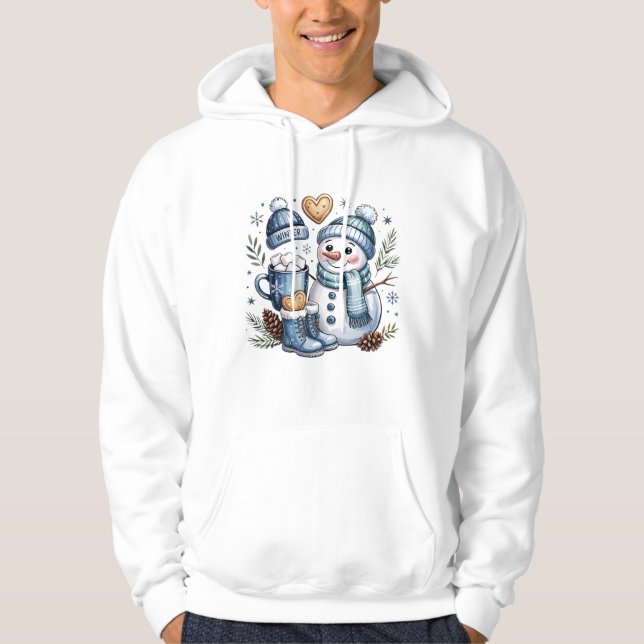 Vintermysig snöman  hoodie (Framsida)