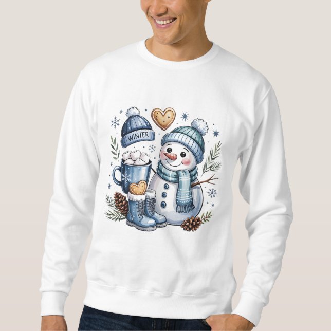 Vintermysig snöman  lång ärmad tröja (Framsida)