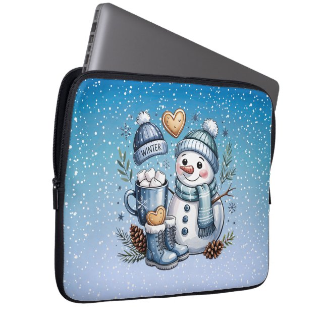 Vintermysig Snöman Laptop Fodral (Framsidan Höger)
