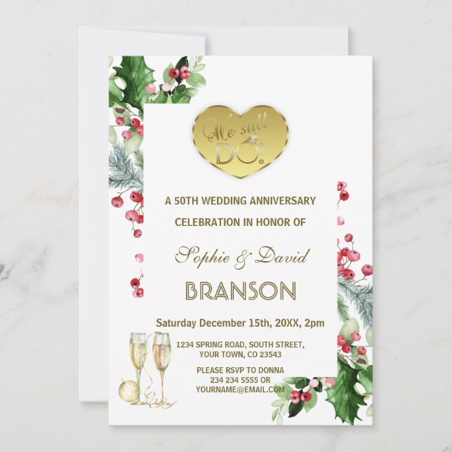 Vintern 50:e Bröllop-årsdagen Vi gör fortfarande Inbjudningar (Framsida)