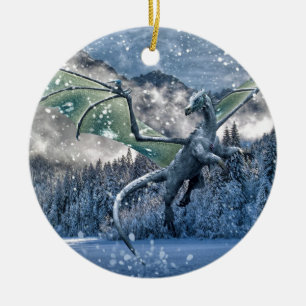 Vintern är här julgransprydnad keramik