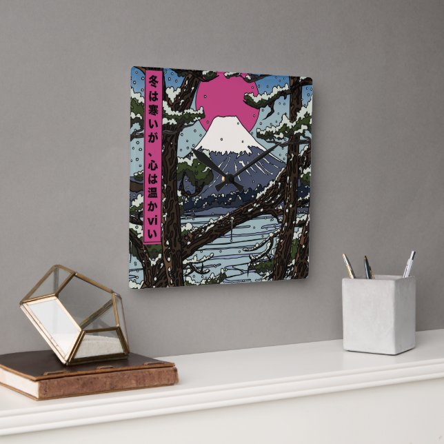 Vintern är kall, men hjärtat är varmt fyrkantig klocka (Kontor)