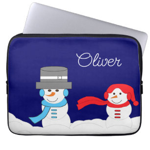 Vintern är snöig: Mörkblå Laptop Fodral