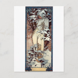 Vintern art nouveau poster kvinna snö vykort