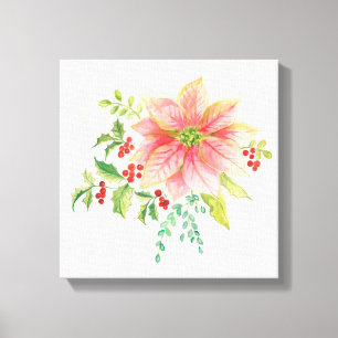 Vintern blommar rosa blomma julstjärna canvastryck
