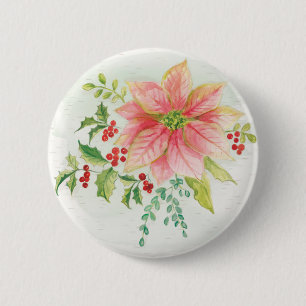 Vintern blommar rosa blomma julstjärna knapp