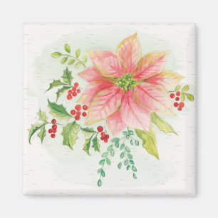 Vintern blommar rosa blomma julstjärna magnet
