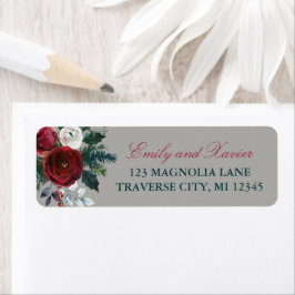 Vintern Blommigt Helgdag Julen december Adress Returadress Etikett