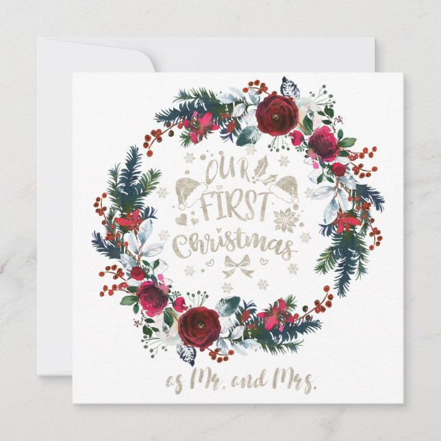 Vintern Blommigt vår första jul som Mr. och Mrs. Kort (Framsida)