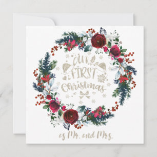 Vintern Blommigt vår första jul som Mr. och Mrs. Kort