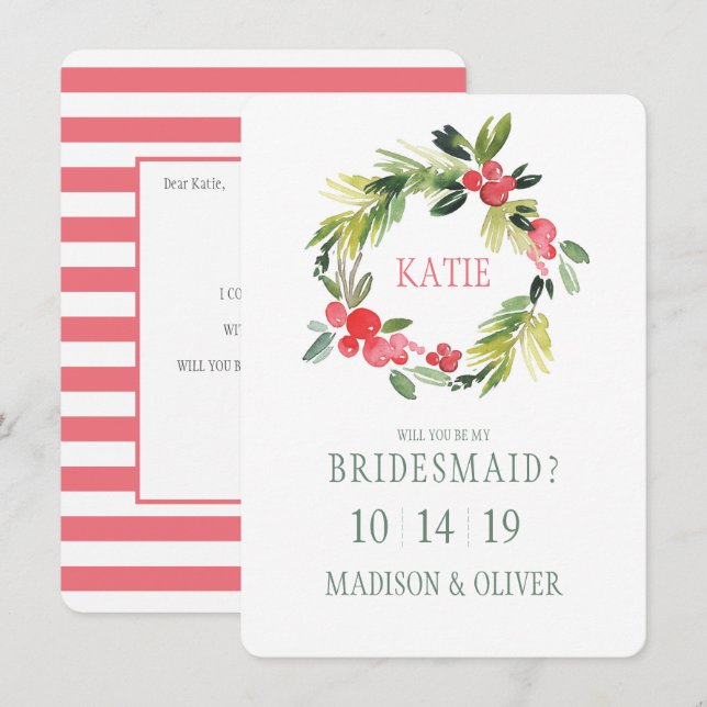 Vintern Blommigt Vattenfärg Utandning| Översikt Inbjudningar (Fram/baksida)