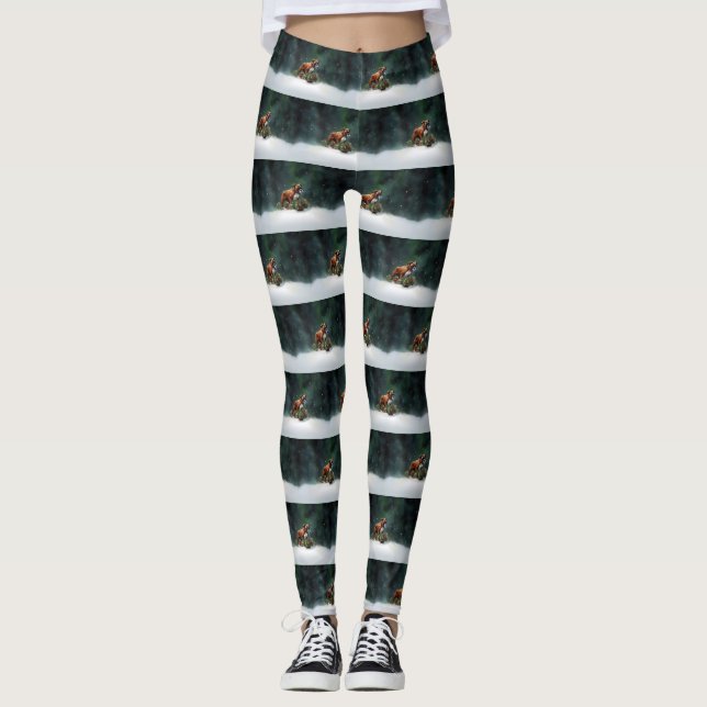 Vintern Boxer jul snö Leggings (Framsida)