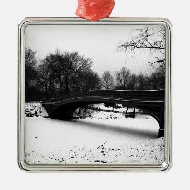 Vintern Centeral parkerar NYC. Julgransprydnad Metall (Framsidan)