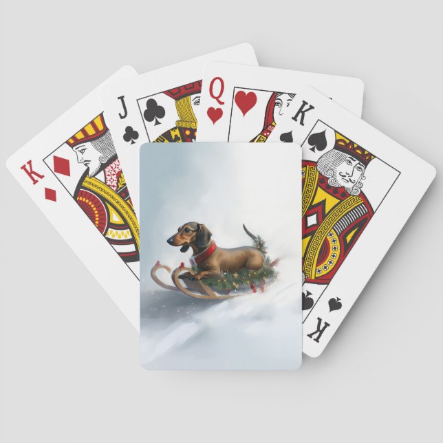 Vintern Dachshund jul snö Casinokort (Baksidan)