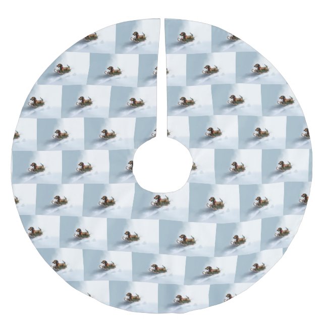 Vintern Dachshund jul snö Julgransmatta Borstad Polyester (Framsidan)