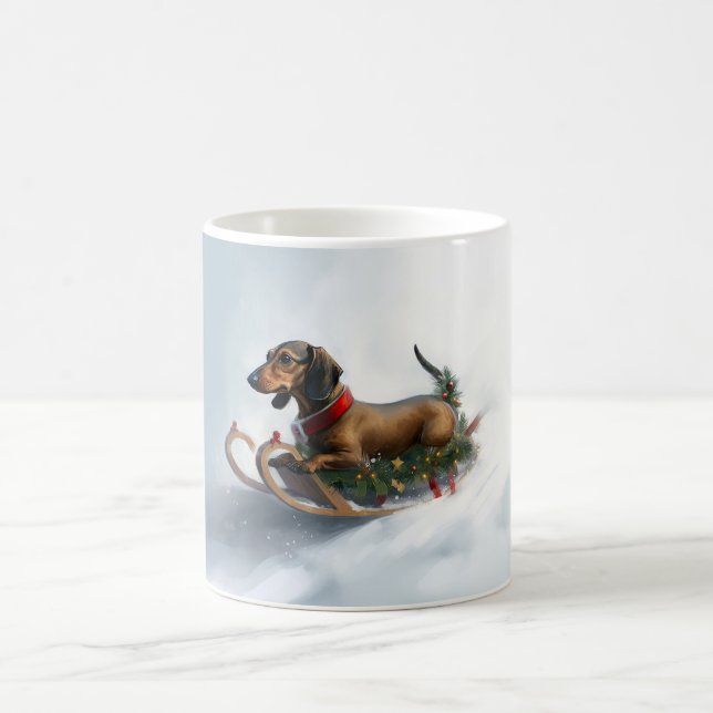 Vintern Dachshund jul snö Kaffemugg (Center)