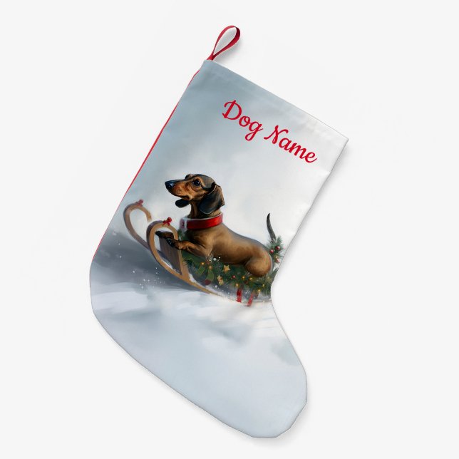 Vintern Dachshund jul snö Liten Julstrumpa (Framsidan (Hängande))
