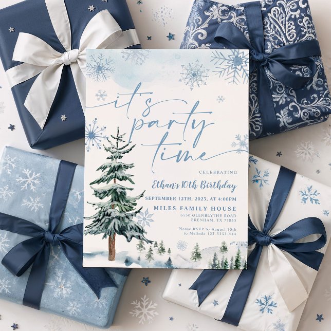 Vintern Det är Party, blåvinter-födelsedag Inbjudningar (Skapare uppladdad)