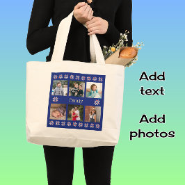 Vintern för anpassningsbar av familjetext 6 foton, jumbo tygkasse