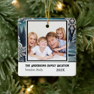 Vintern för familjeravacation på fotovintern Wonde Julgransprydnad Keramik