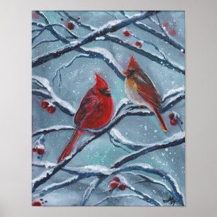 Vintern för kardinalfåglar av Renee Lavoie Poster