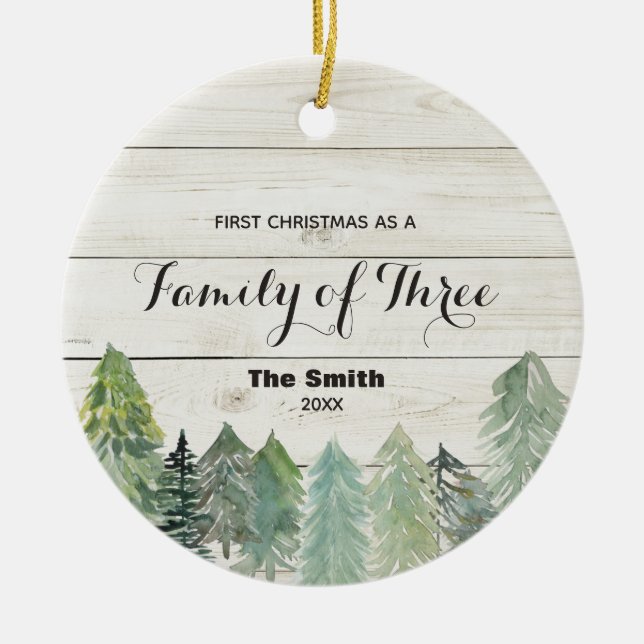 Vintern Första julen som tre års familj Julgransprydnad Keramik (Framsidan)