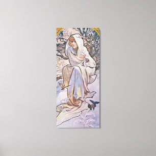 Vintern (fyra sektioner), Alphonse Mucha Canvastryck