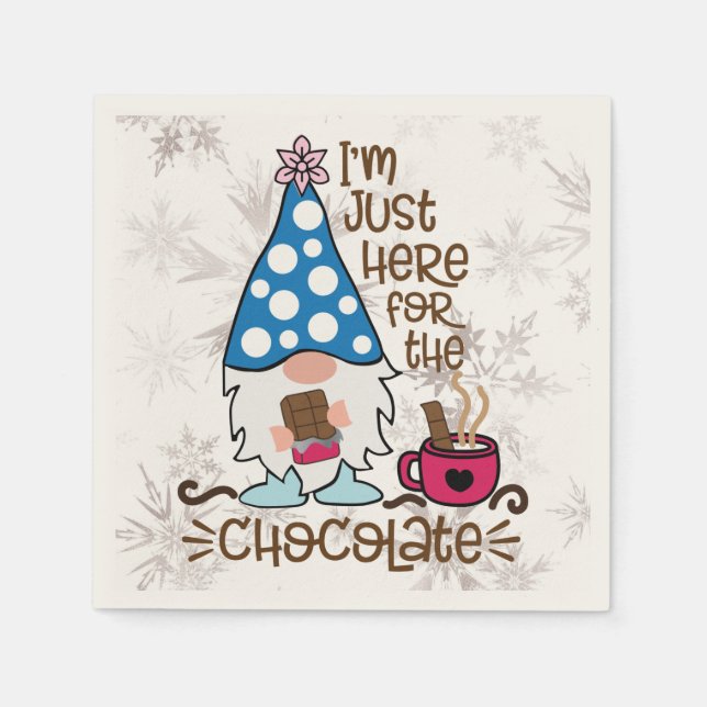 Vintern Gnome jag är här för chokladen Pappersservett (Framsidan)