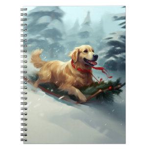 Vintern Golden Retriever jul snö Anteckningsbok