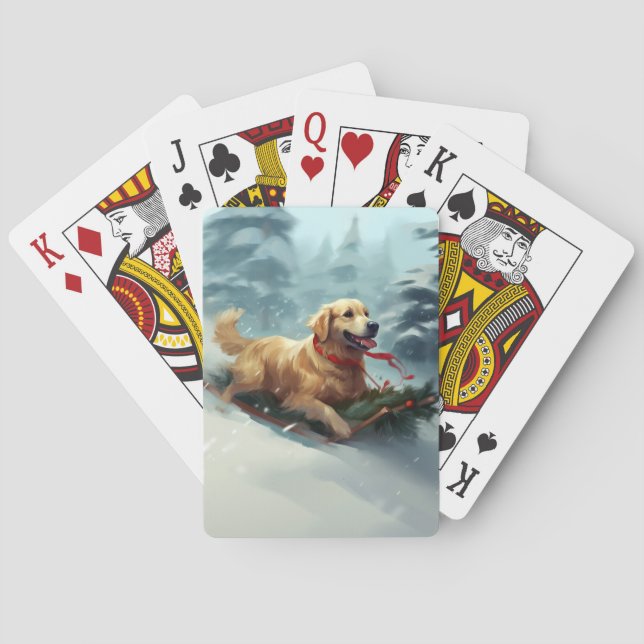 Vintern Golden Retriever jul snö Casinokort (Baksidan)