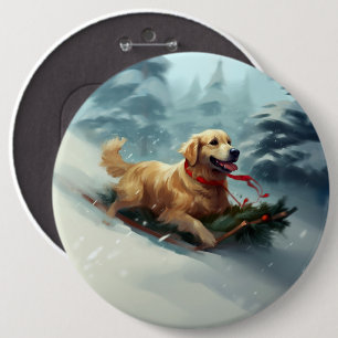 Vintern Golden Retriever jul snö Knapp