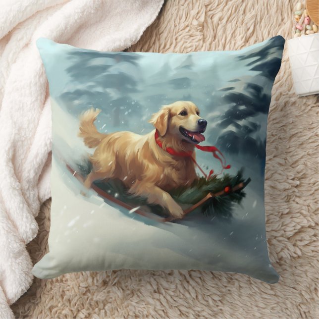 Vintern Golden Retriever jul snö Kudde (Filt)