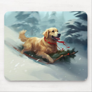 Vintern Golden Retriever jul snö Musmatta