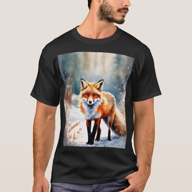 Vintern Guardian: Fox i Snö T Shirt (Framsida)