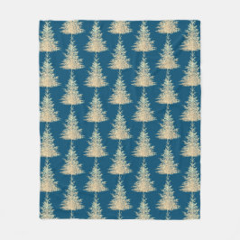 Vintern guld och blå vintergrön elegant träd fleecefilt