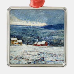 Vintern i Backe i Connecticut (av Childe Hassam) Julgransprydnad Metall