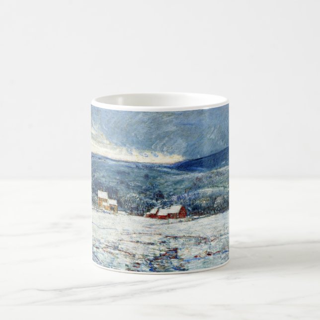 Vintern i Backe i Connecticut (av Childe Hassam) Kaffemugg (Center)
