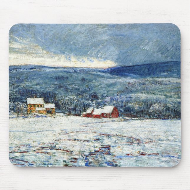 Vintern i Backe i Connecticut (av Childe Hassam) Musmatta (Framsidan)