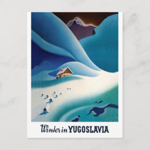Vintern i Jugoslavien, vykort vintage resor