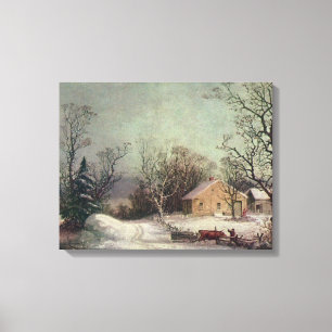 Vintern i kanvastrycket Land, Currier & Ives Canvastryck