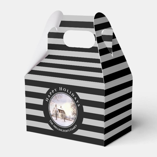 Vintern i New England, jul, Black Grått Circle Presentaskar (Baksidan Sidan)