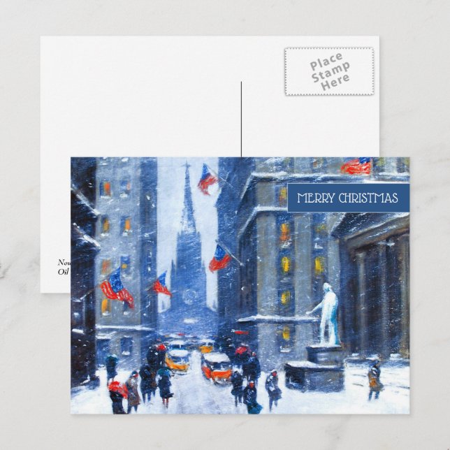 Vintern i New York City. Jul Helg Vykort (Fram/baksida)