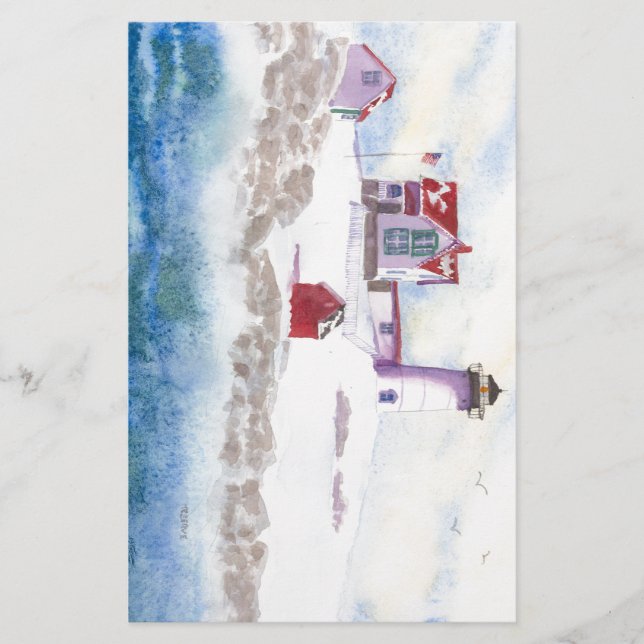 Vintern i Nubble LIghthouse i Maine Brevpapper (Framsida)