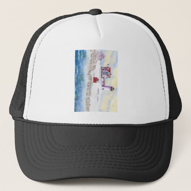 Vintern i Nubble LIghthouse i Maine Truckerkeps (Framsida)