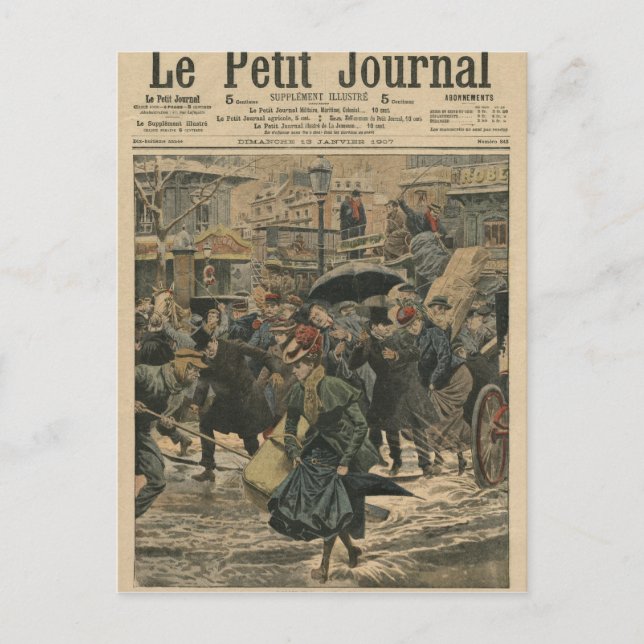 Vintern i Paris som går i lera Vykort (Framsida)