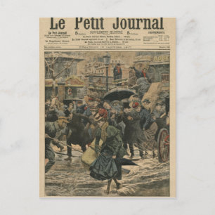 Vintern i Paris som går i lera Vykort