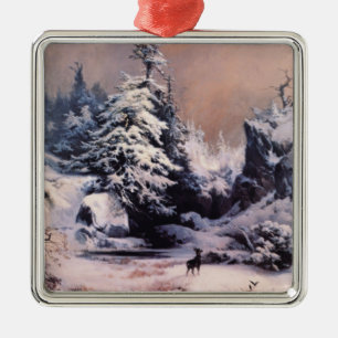 Vintern i Rocky mountains (av Thomas Moran) Julgransprydnad Metall
